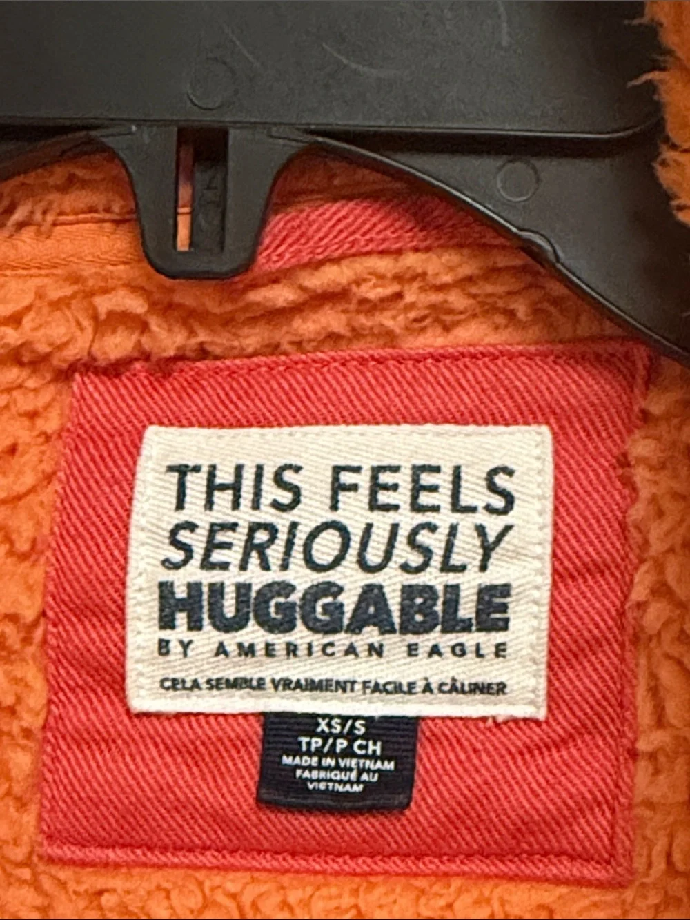 American Eagle. This Feels Seriously HUGGABLE Cozy Orange Sherpa Zip-Up Jacket - Picture 14 of 14